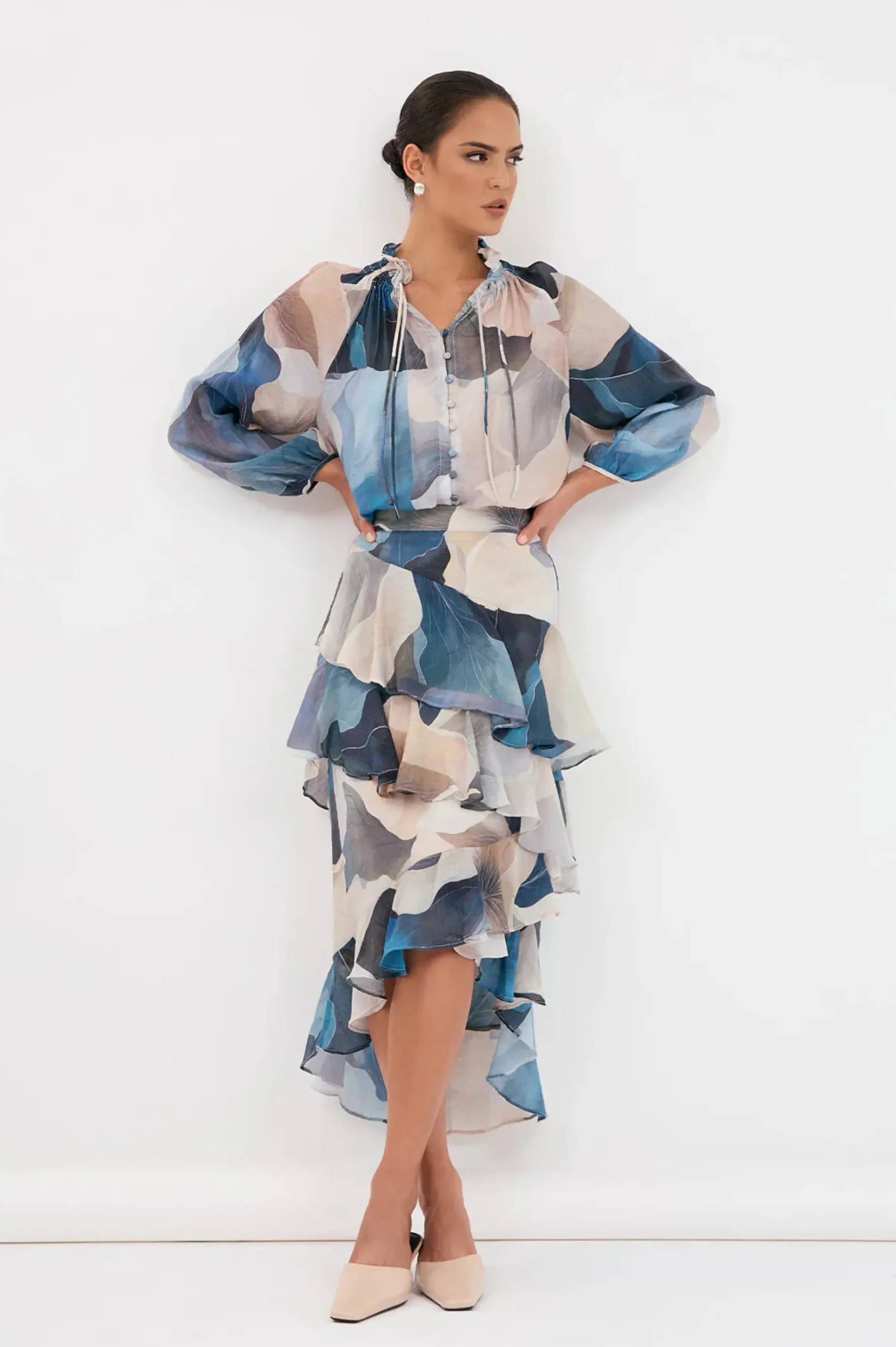 AD Peta Printed Frilled Skirt