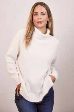 Angora Blend Roll Neck Sweater SNOW