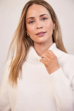 Angora Blend Roll Neck Sweater SNOW