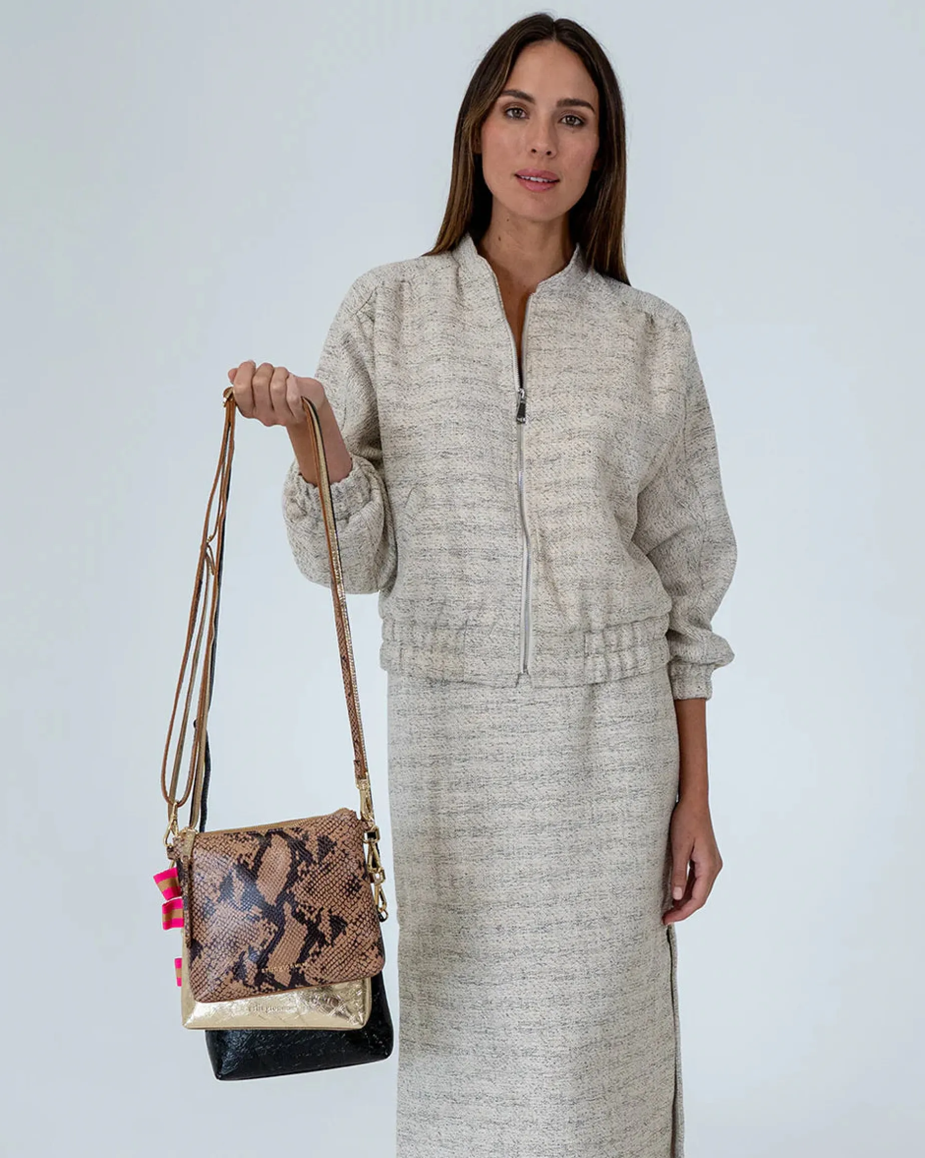 ARLINGTON MILNE Alexis Crossbody CARAMEL PYTHON