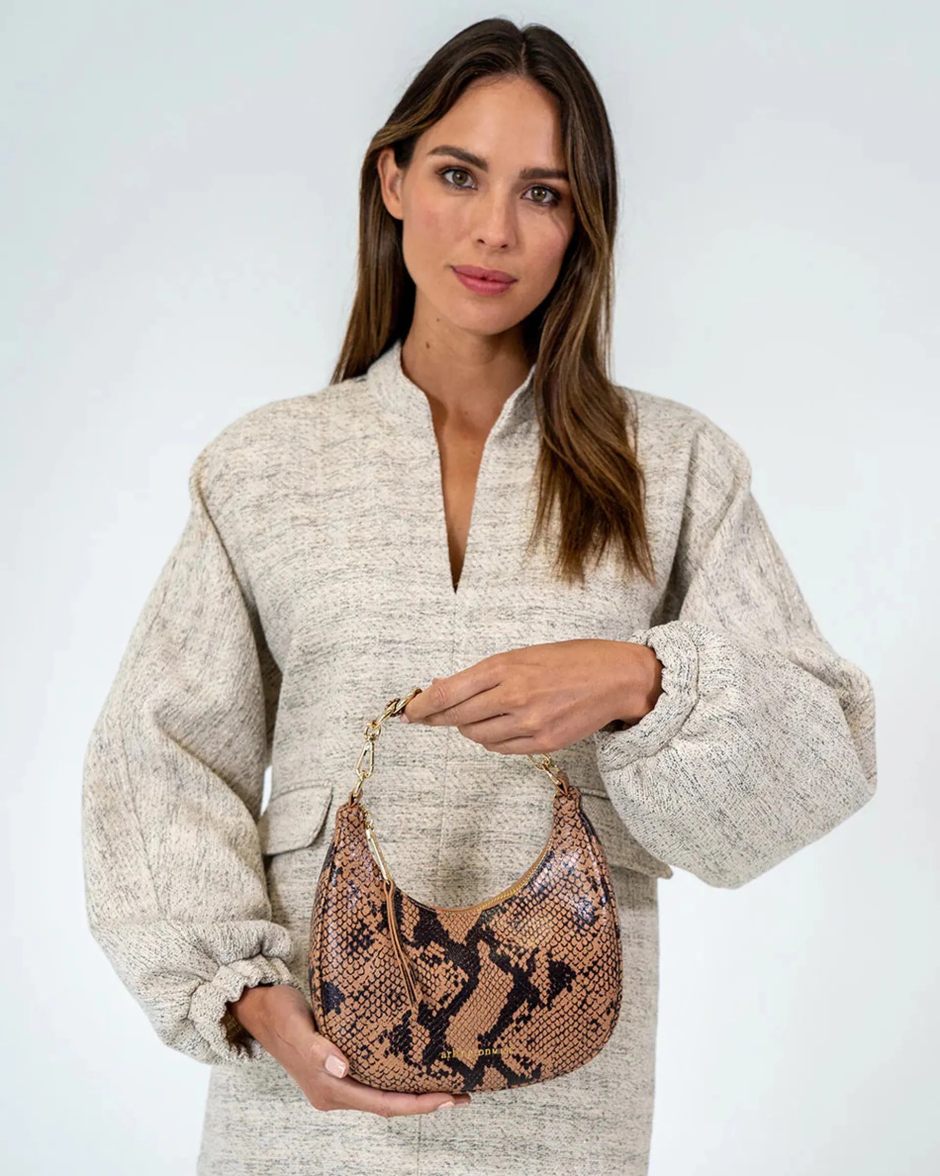 ARLINGTON MILNE Estella Bag CARAMEL PYTHON