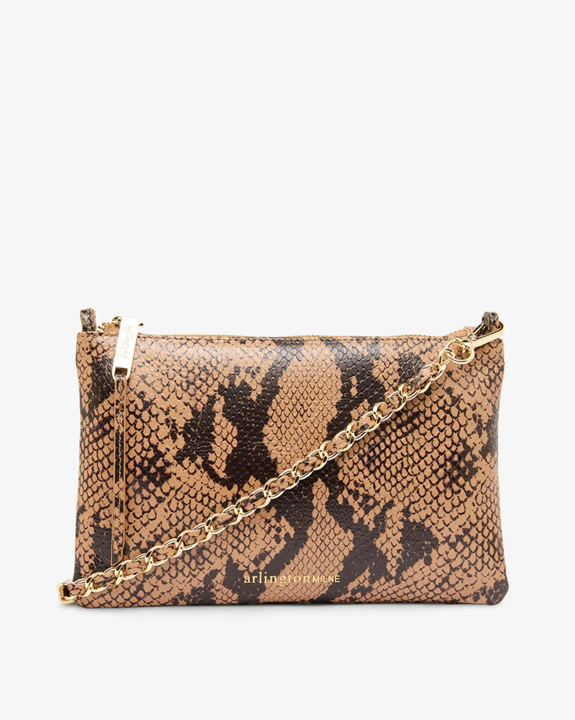 ARLINGTON MILNE Molly Crossbody Bag CARAMEL PYTHON
