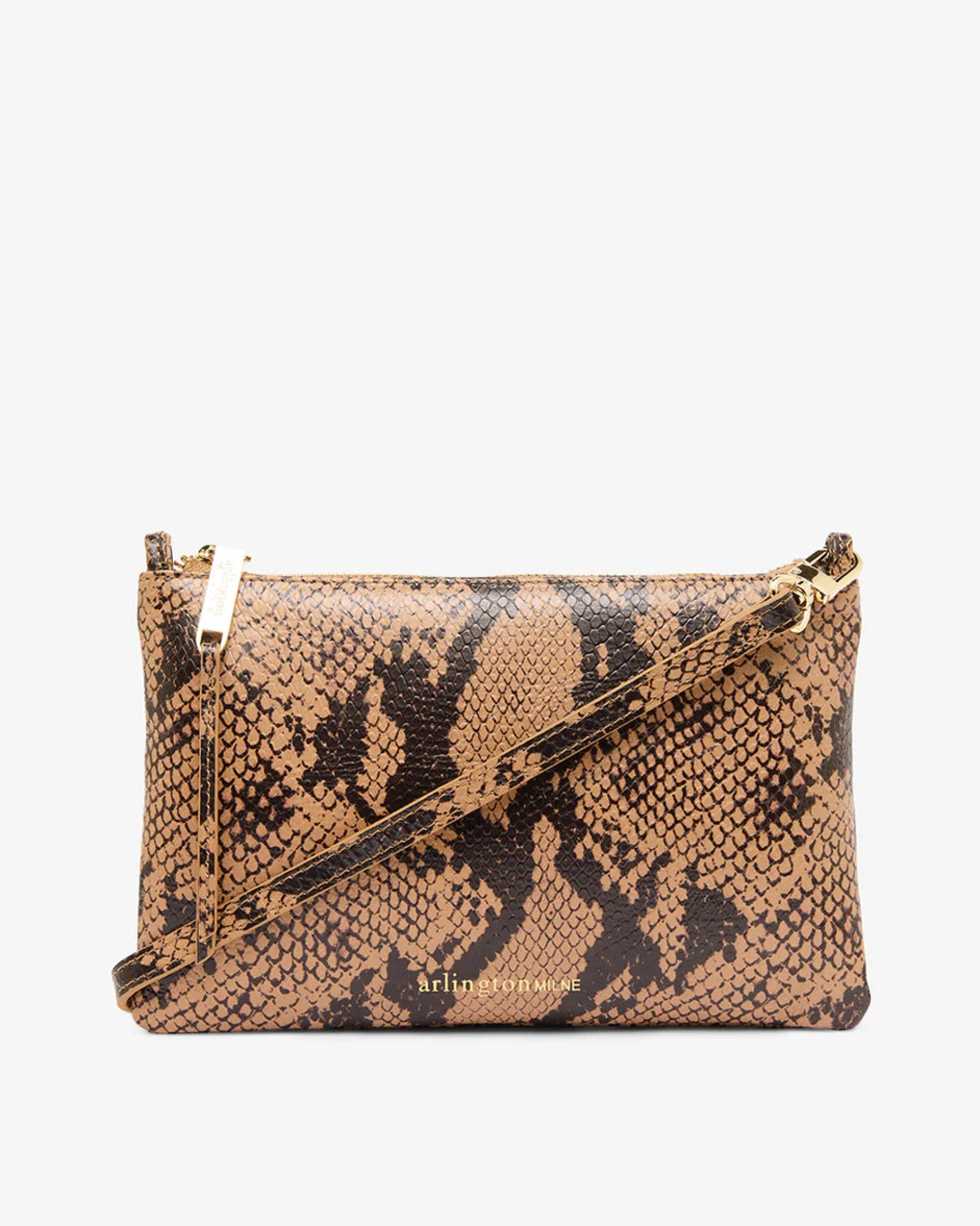 ARLINGTON MILNE Molly Crossbody Bag CARAMEL PYTHON