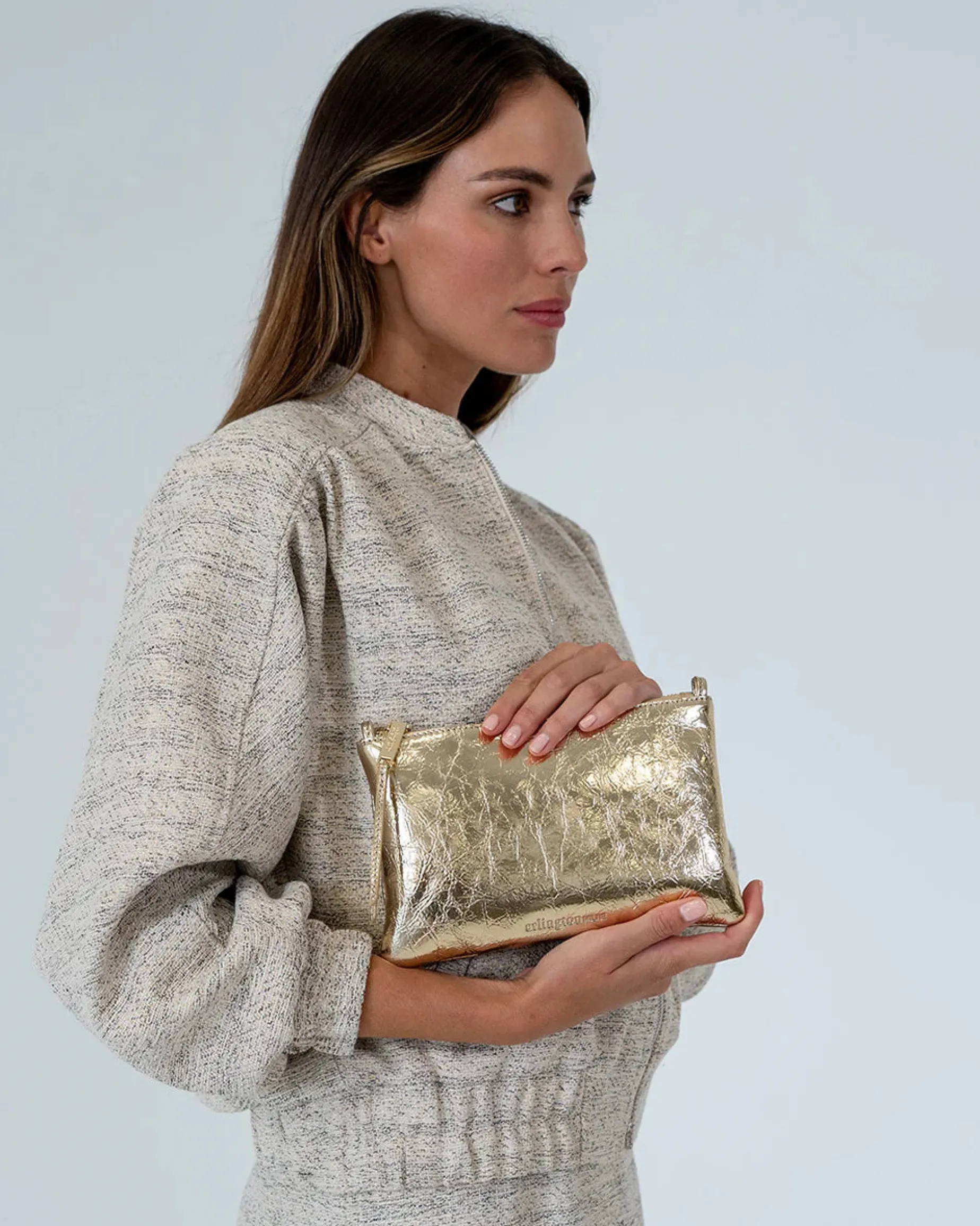 ARLINGTON MILNE Molly Crossbody Bag GOLD CRINKLE