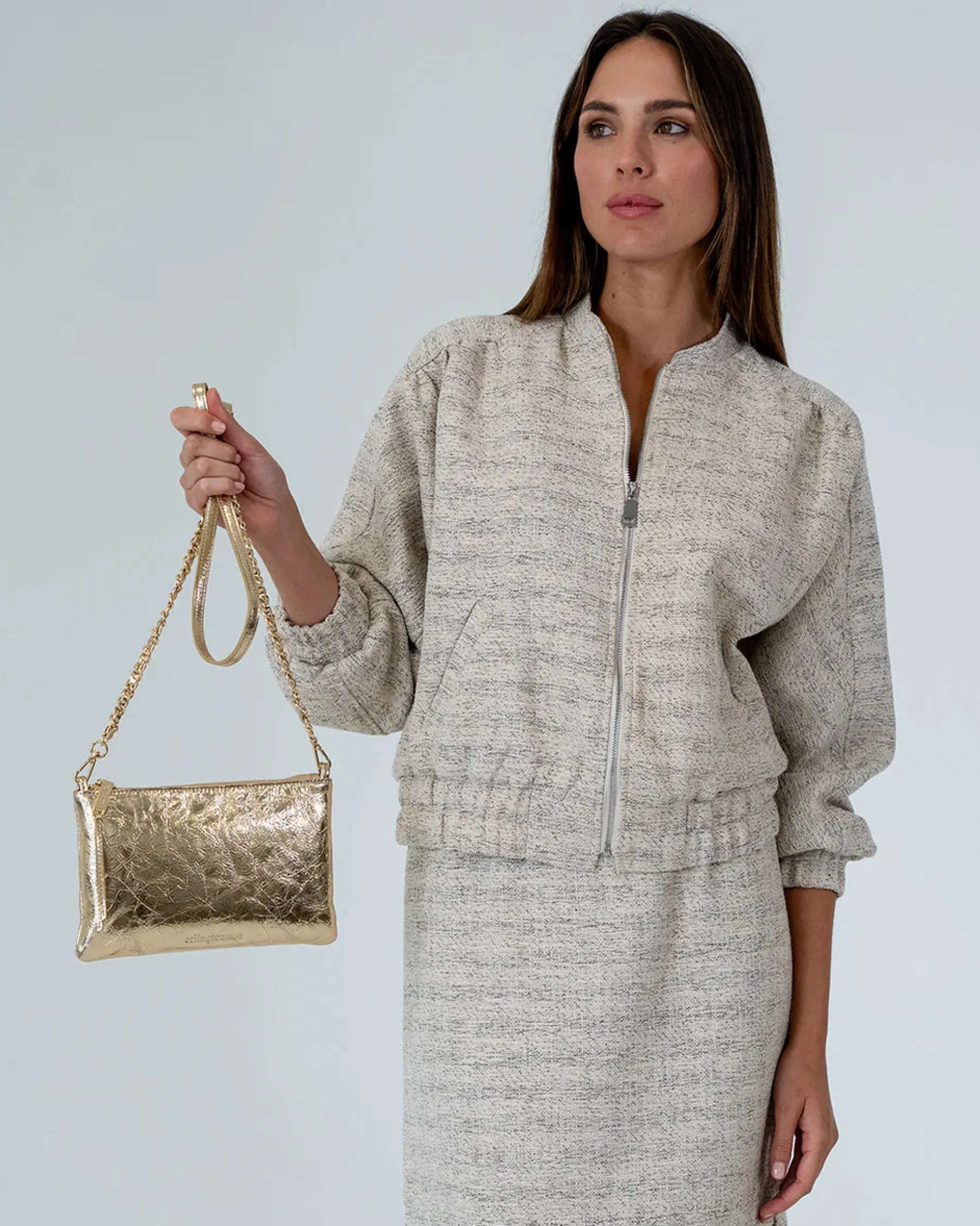 ARLINGTON MILNE Molly Crossbody Bag GOLD CRINKLE