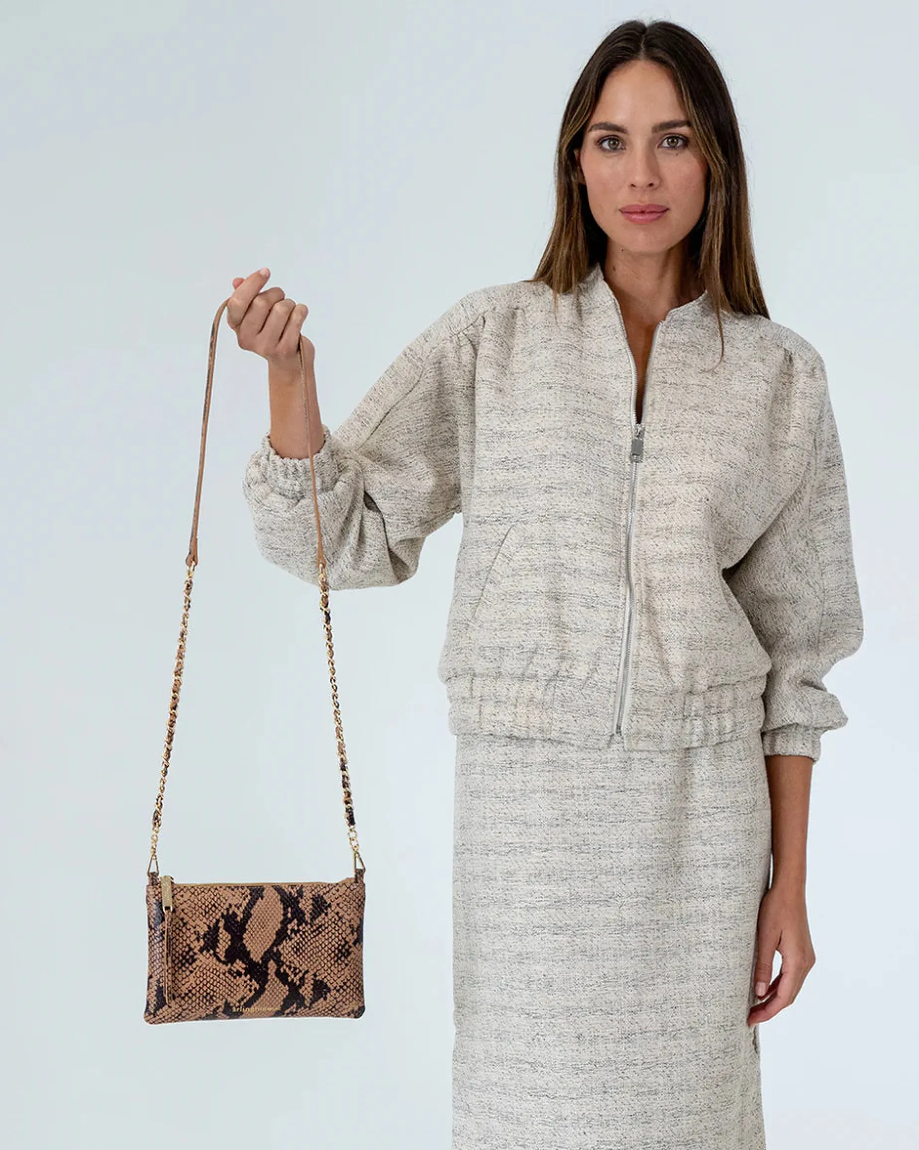 ARLINGTON MILNE Molly Crossbody Bag CARAMEL PYTHON