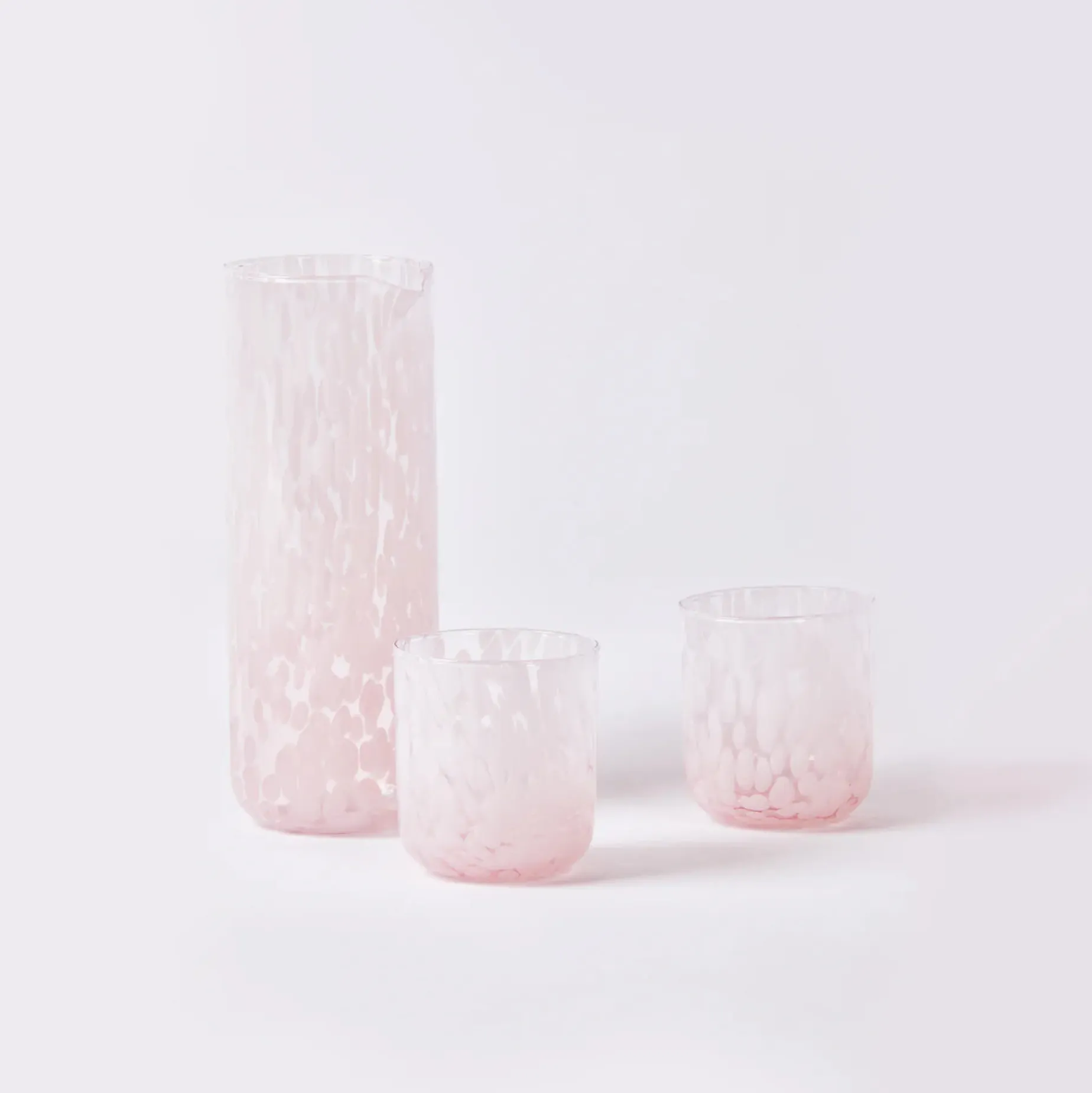 B&N23 Glass Tumblers Set 2 DOTS PINK