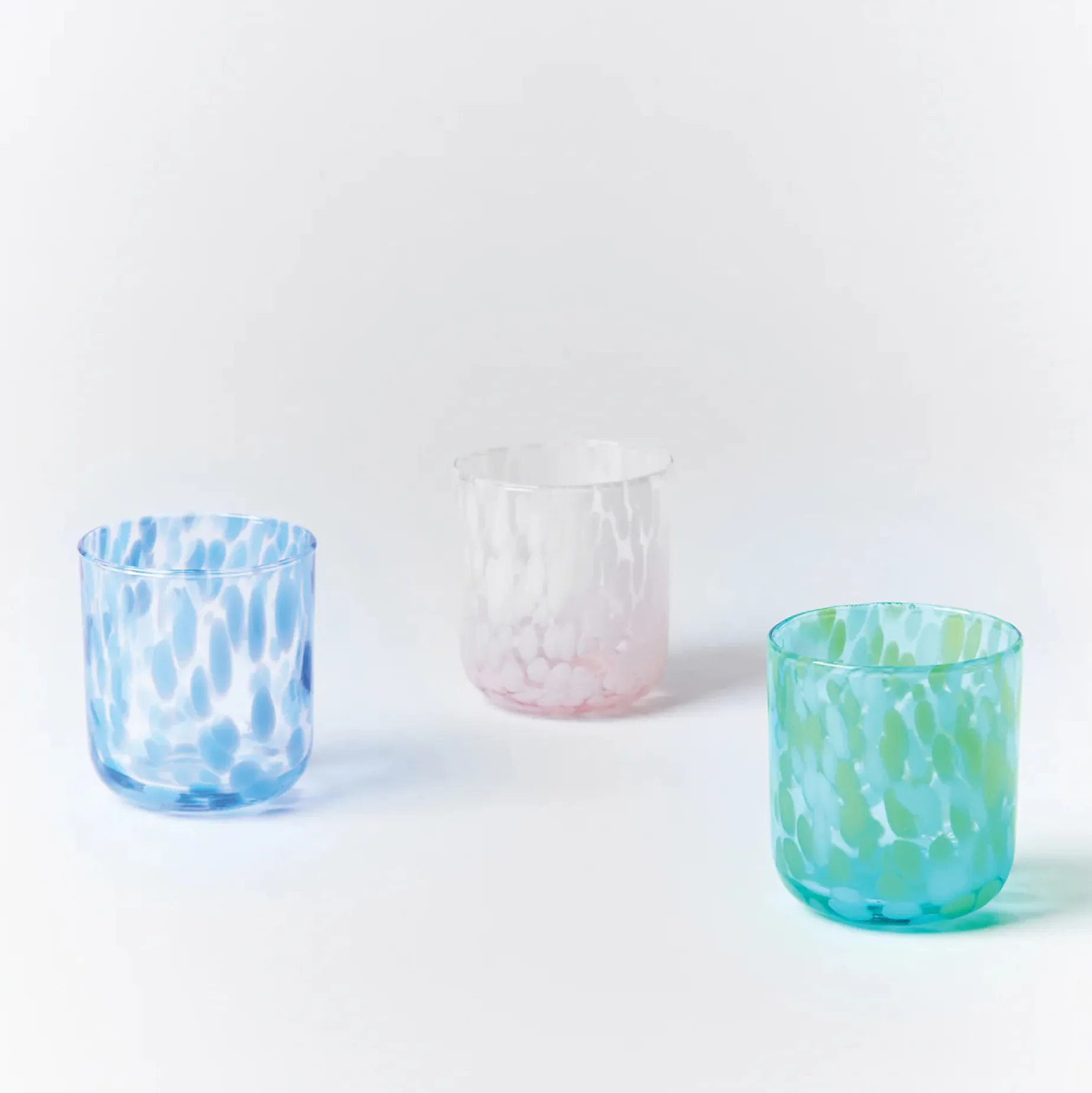 B&N23 Glass Tumblers Set 2 DOTS PINK