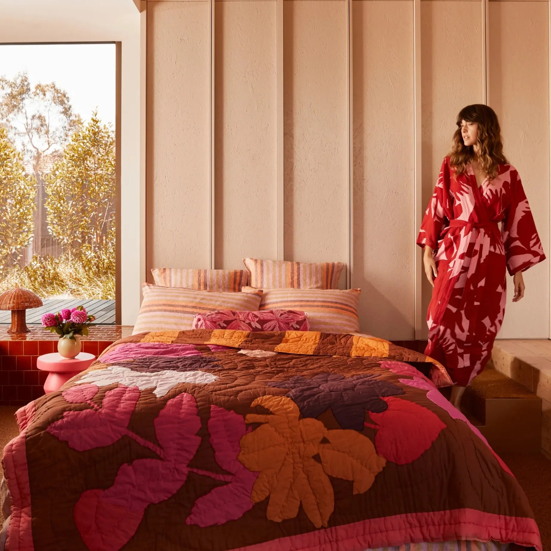 BONNIE & NEIL Carmine Robe BURGUNDY