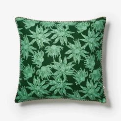 Bonnie & Neil Flannel Flower Cushion 60cm FOREST