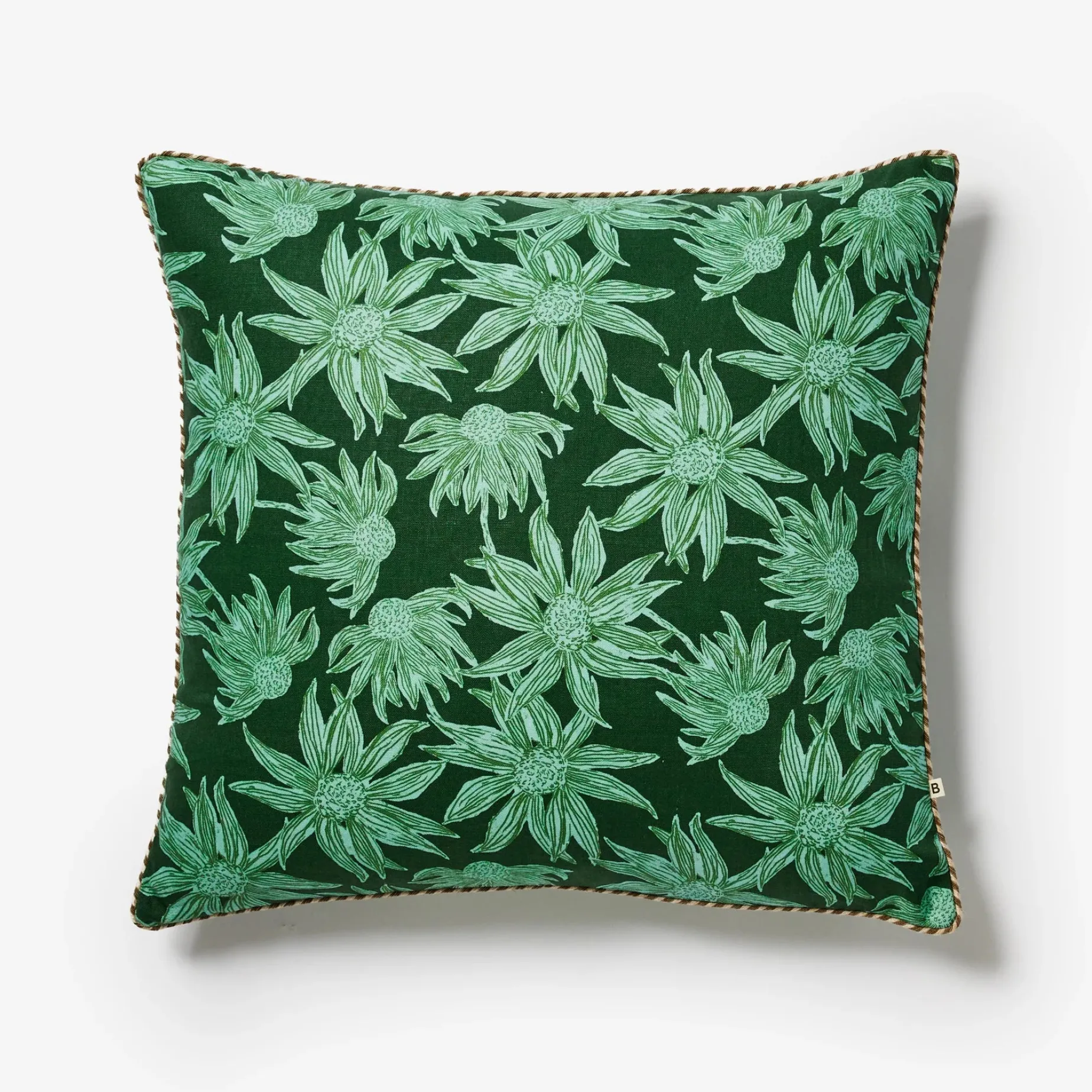 Bonnie & Neil Flannel Flower Cushion 60cm FOREST