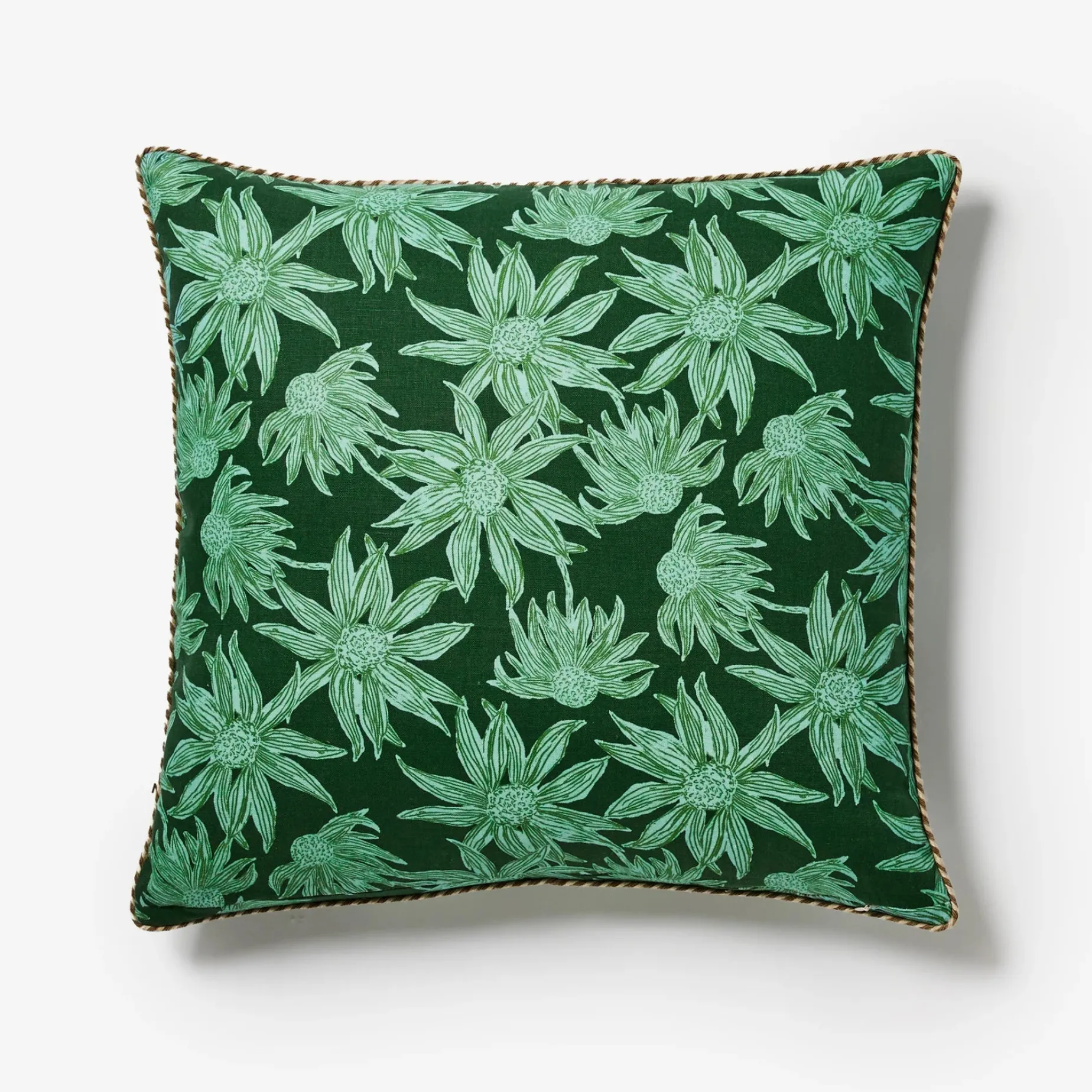 Bonnie & Neil Flannel Flower Cushion 60cm FOREST