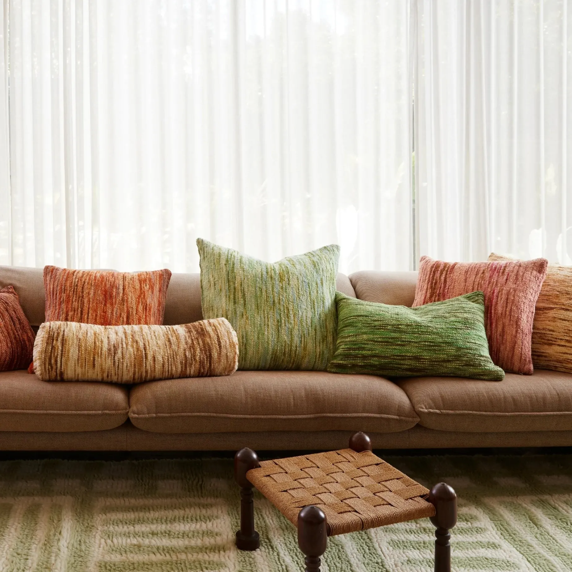 Bonnie & Neil Wool Marle Cushion 60cm SAGE