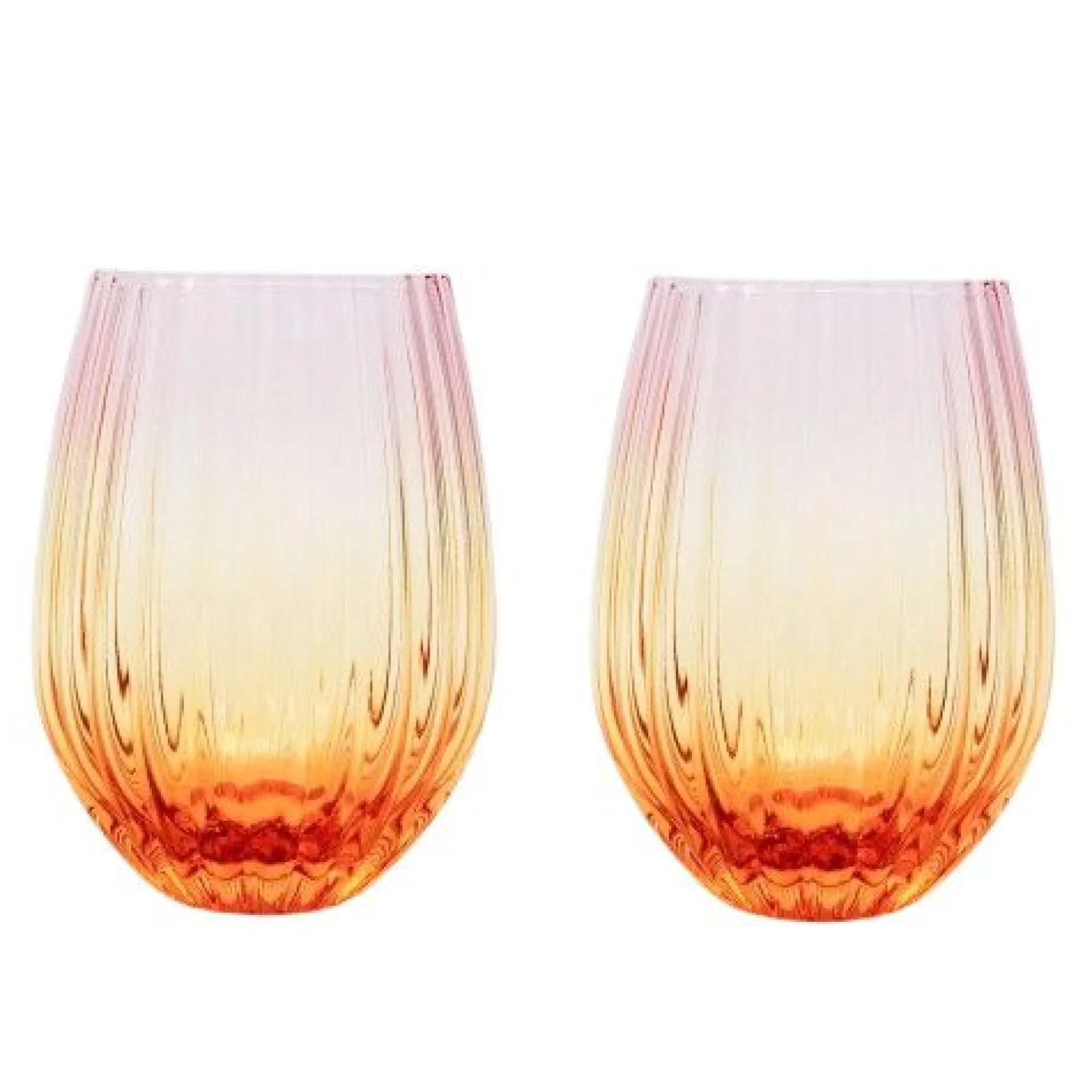 Ellie Stemless Glass PINK & YELLOW