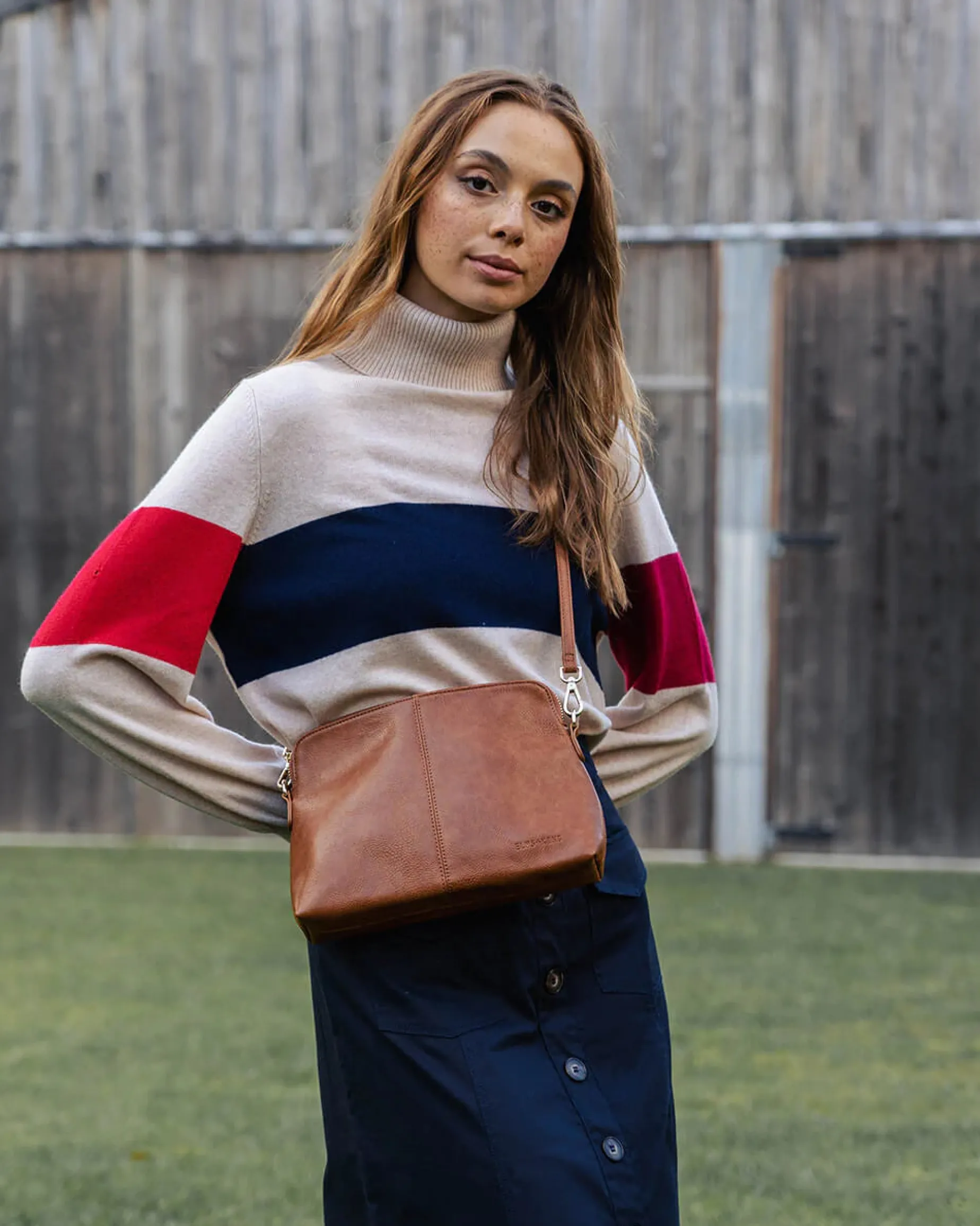 ELMS & KING Large Burbank Crossbody TAN PEBBLE