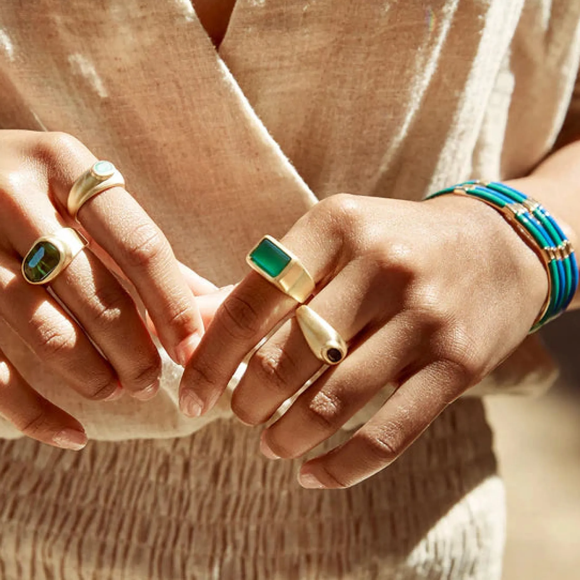 FAIRLEY Cocktail Ring GREEN AGATE