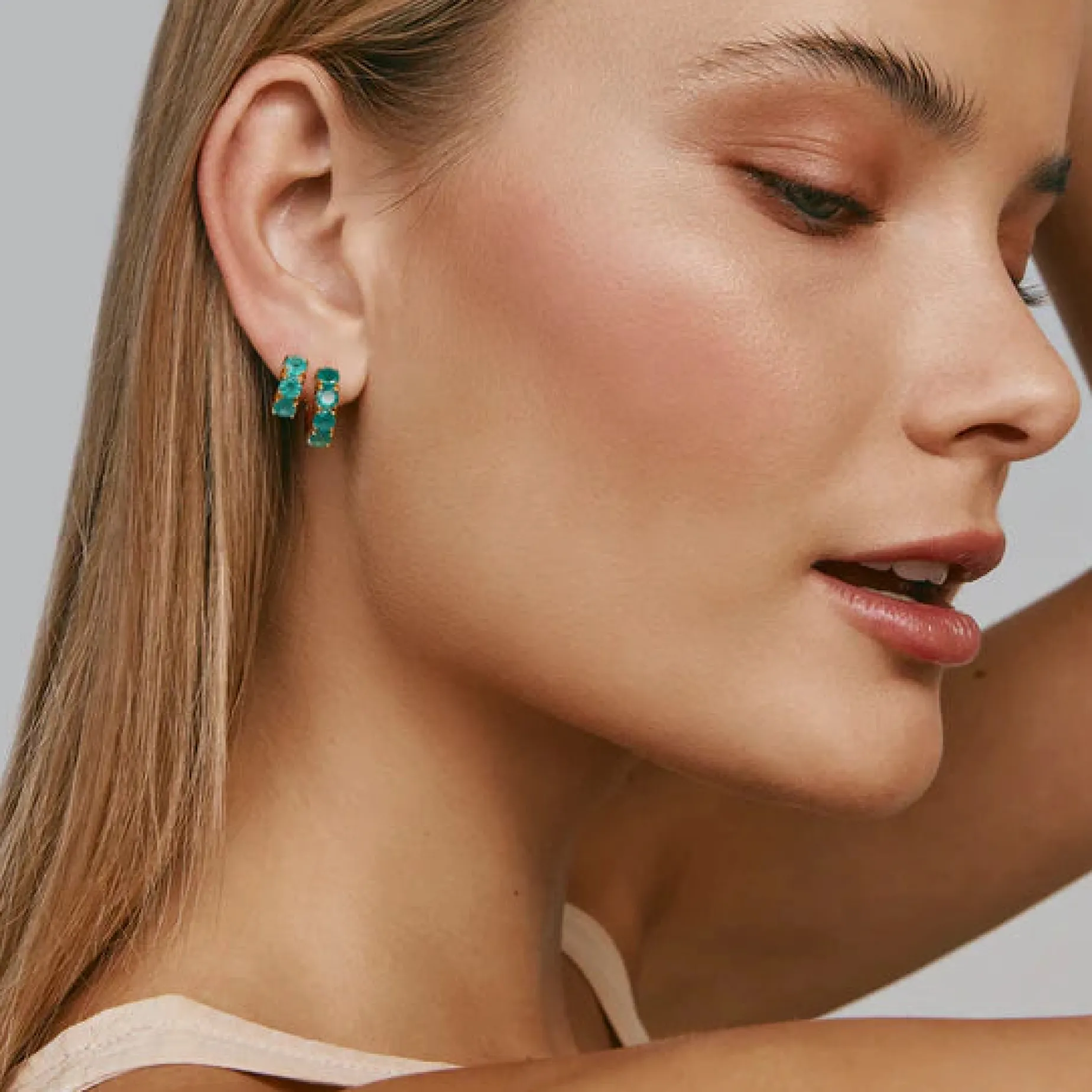 FAIRLEY Midi Hoops GREEN AGATE