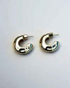 F+H Hammered Chubby Hoops GOLD