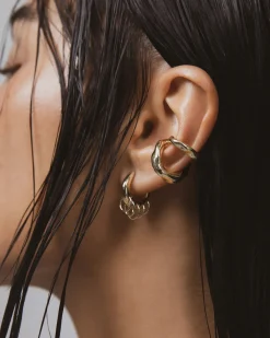 F+H Pierced Hoop Earrings Small GOLD