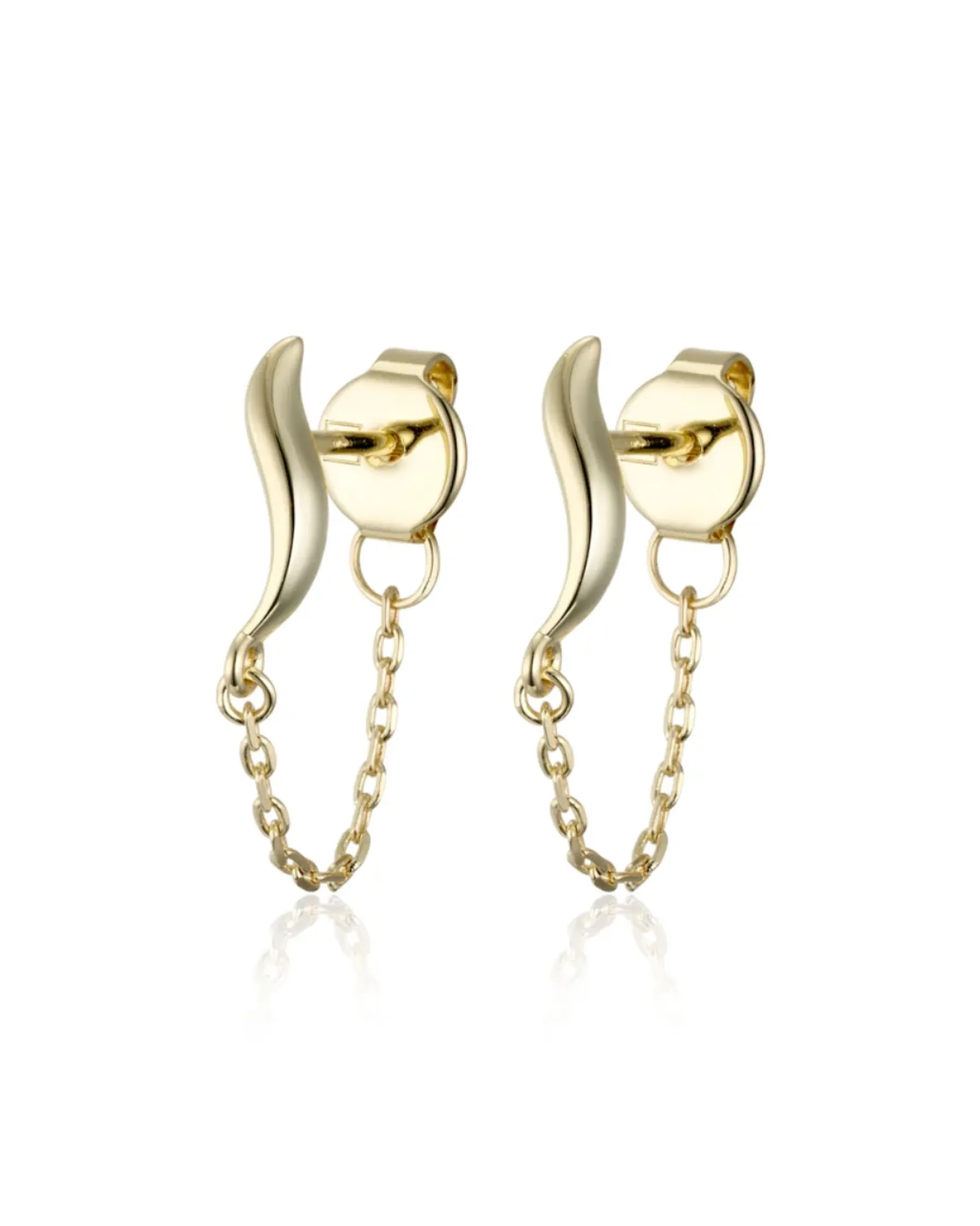 F+H Wave Chain Stud GOLD
