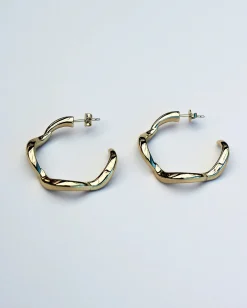 F+H Wave Hoop Earrings Large GOLD