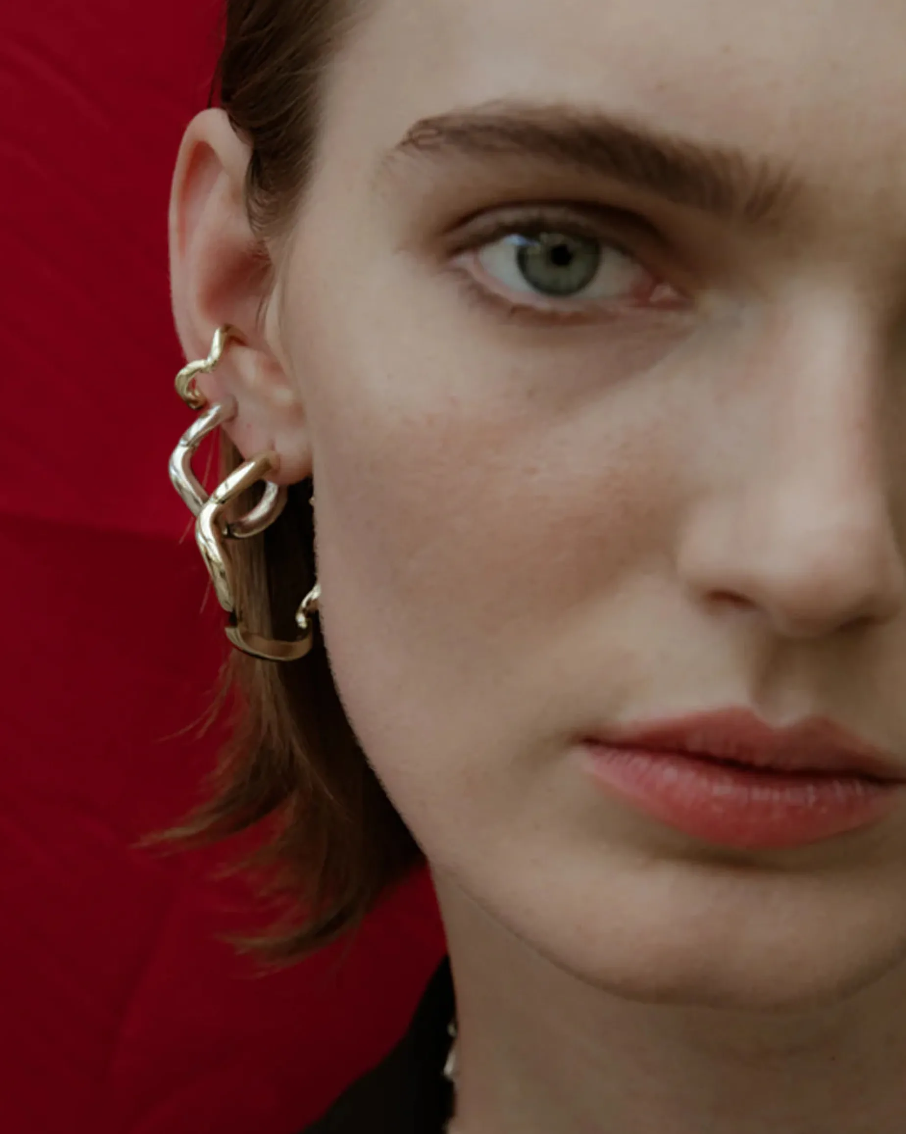F+H Wave Hoop Earrings Large GOLD