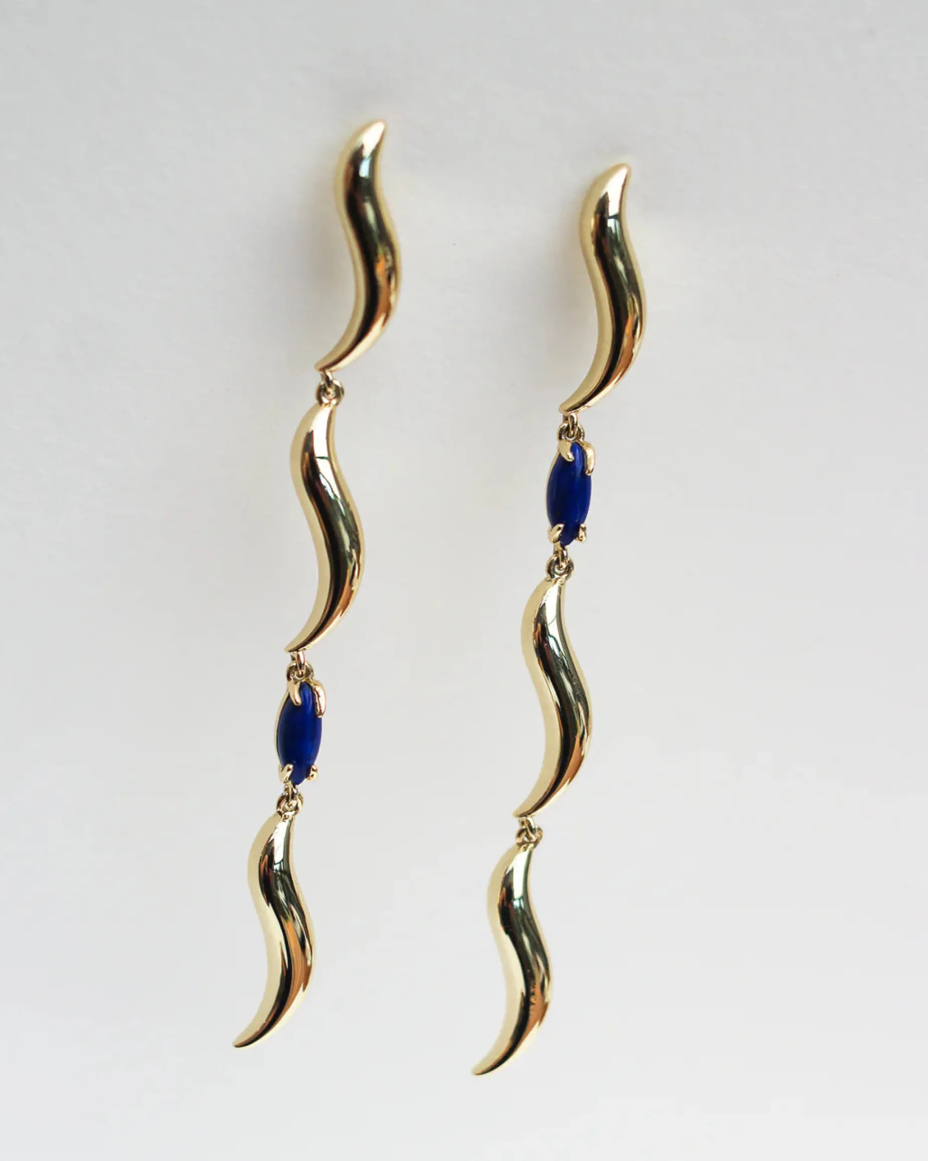 F+H Wipeout Drop Earrings LAPIS GOLD