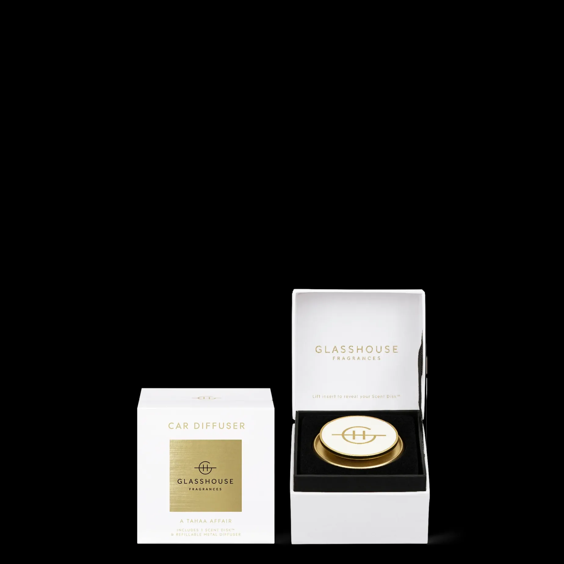 Glasshouse Fragrances Gold Car Diffuser TAHAA AFFAIR