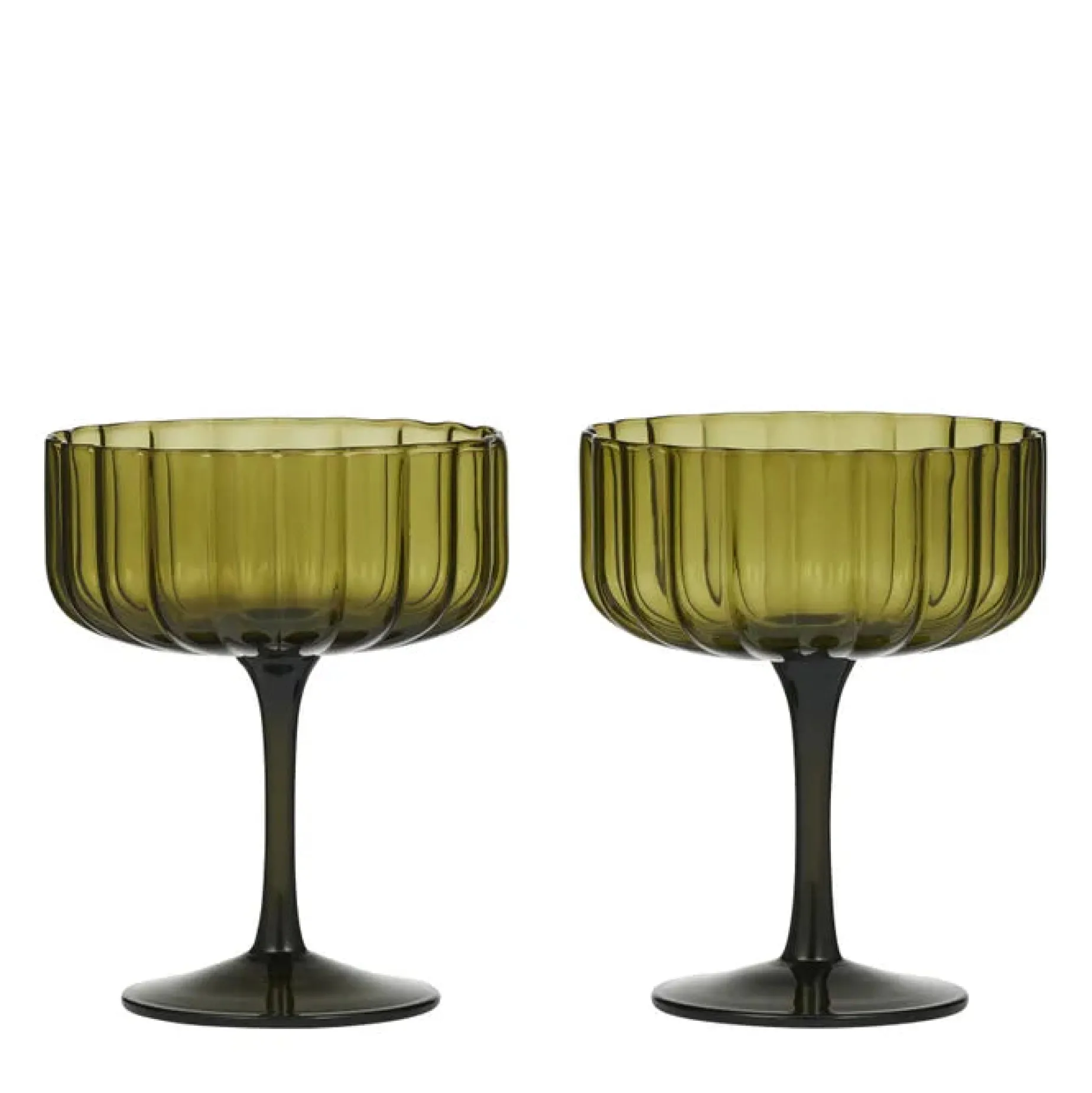 Hazel Glass Coupes SET 2 OLIVE
