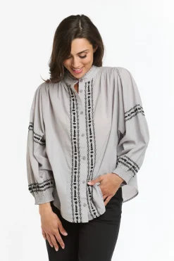 ITALIAN STAR Clara Embroidered Shirt PUTTY
