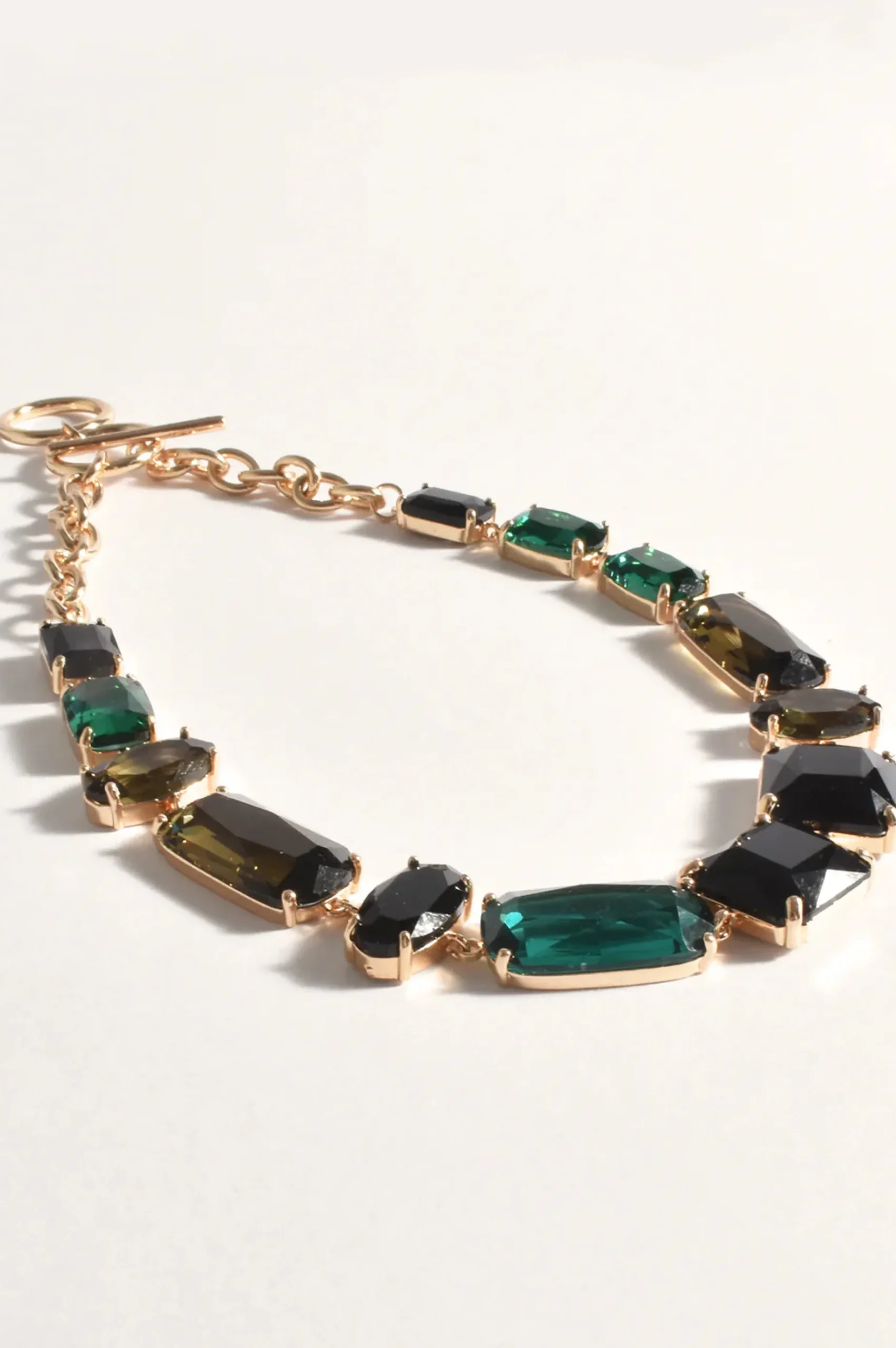Jewel Necklace T Bar Link EMERALD