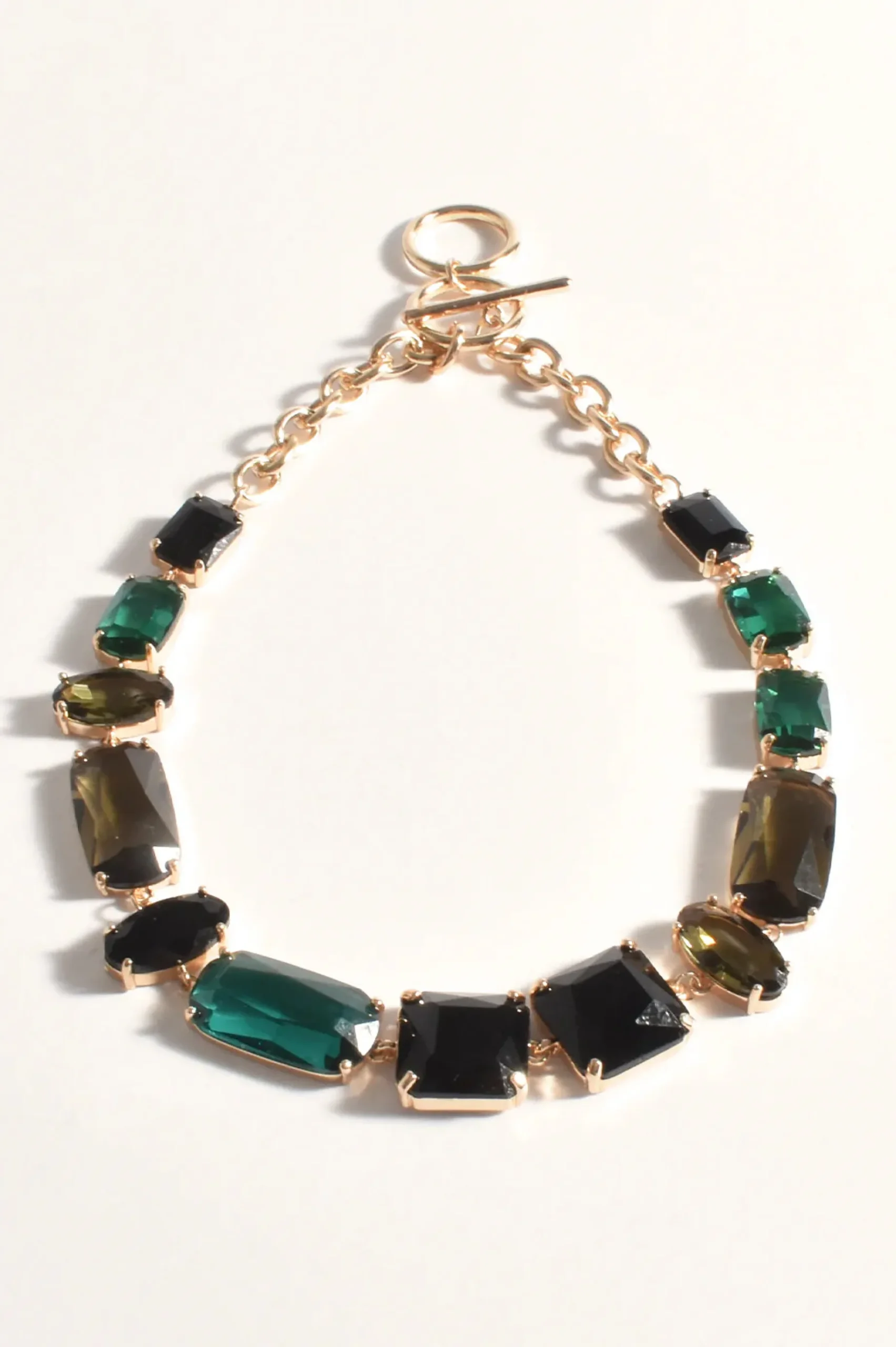 Jewel Necklace T Bar Link EMERALD