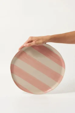 JONES & CO Cabana Stripe Platter PINK
