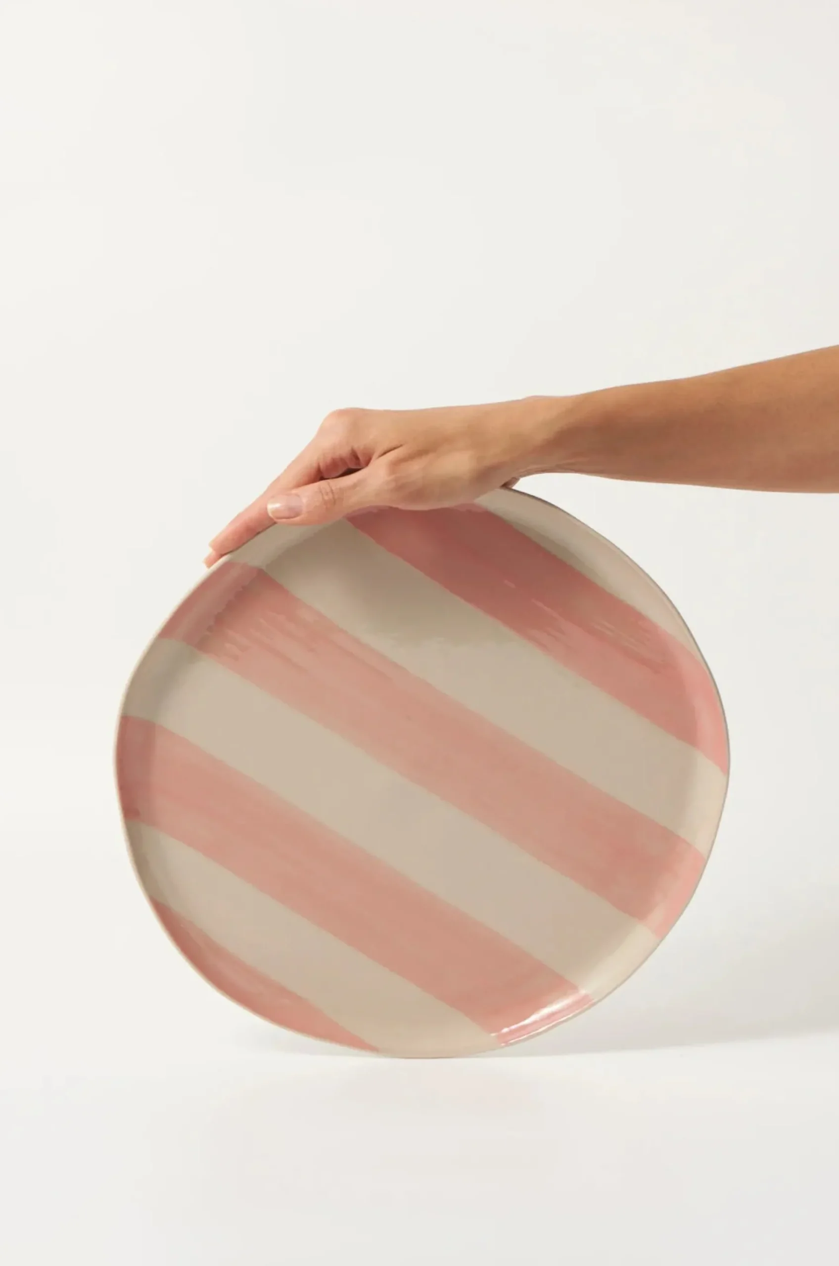JONES & CO Cabana Stripe Platter PINK