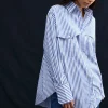 KINNEY Riley Shirt NAVY AND WHITE STRIPE