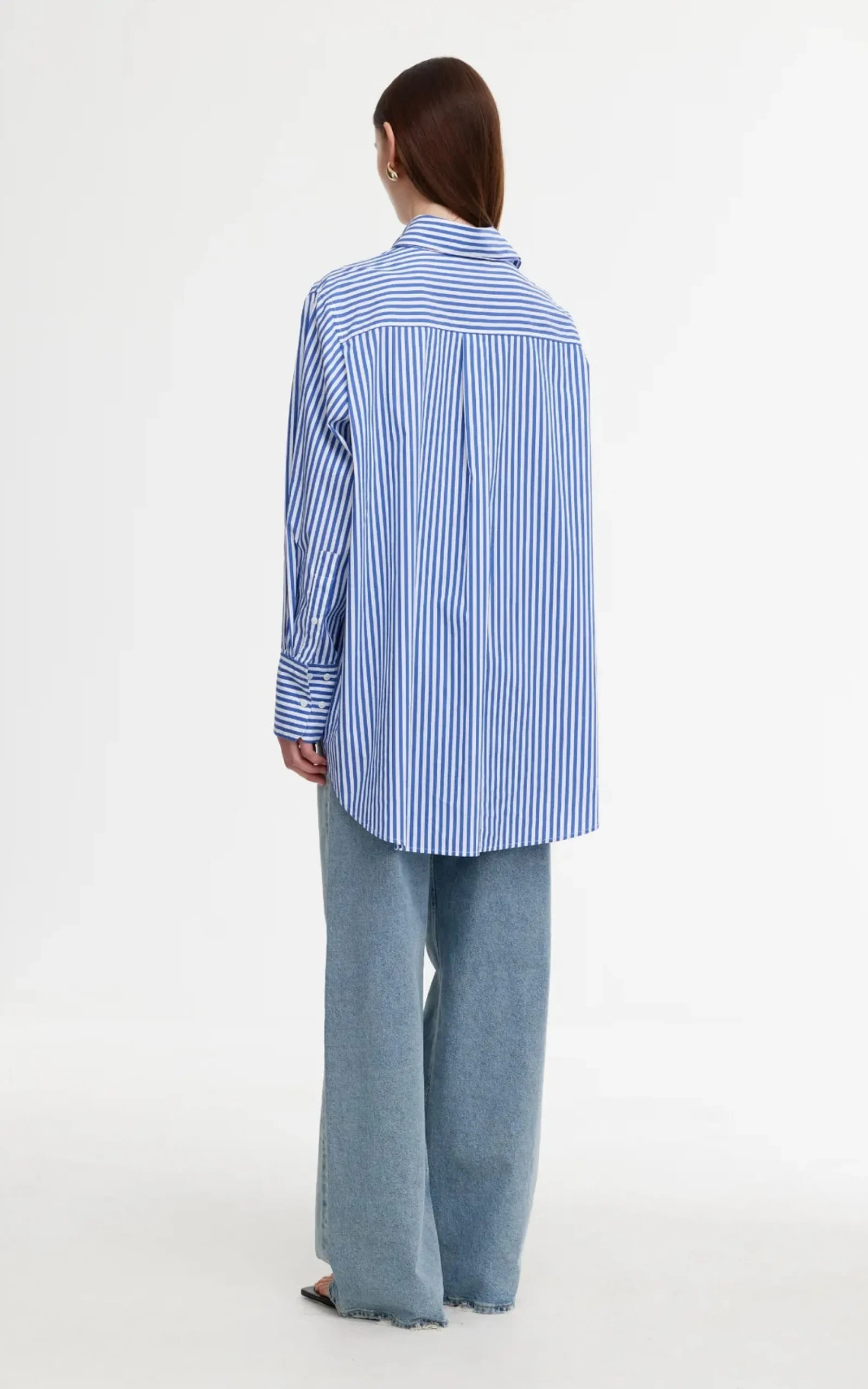 KINNEY Riley Shirt NAVY AND WHITE STRIPE