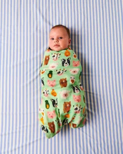 KIP & CO Bamboo Swaddle FARM FRIENDS