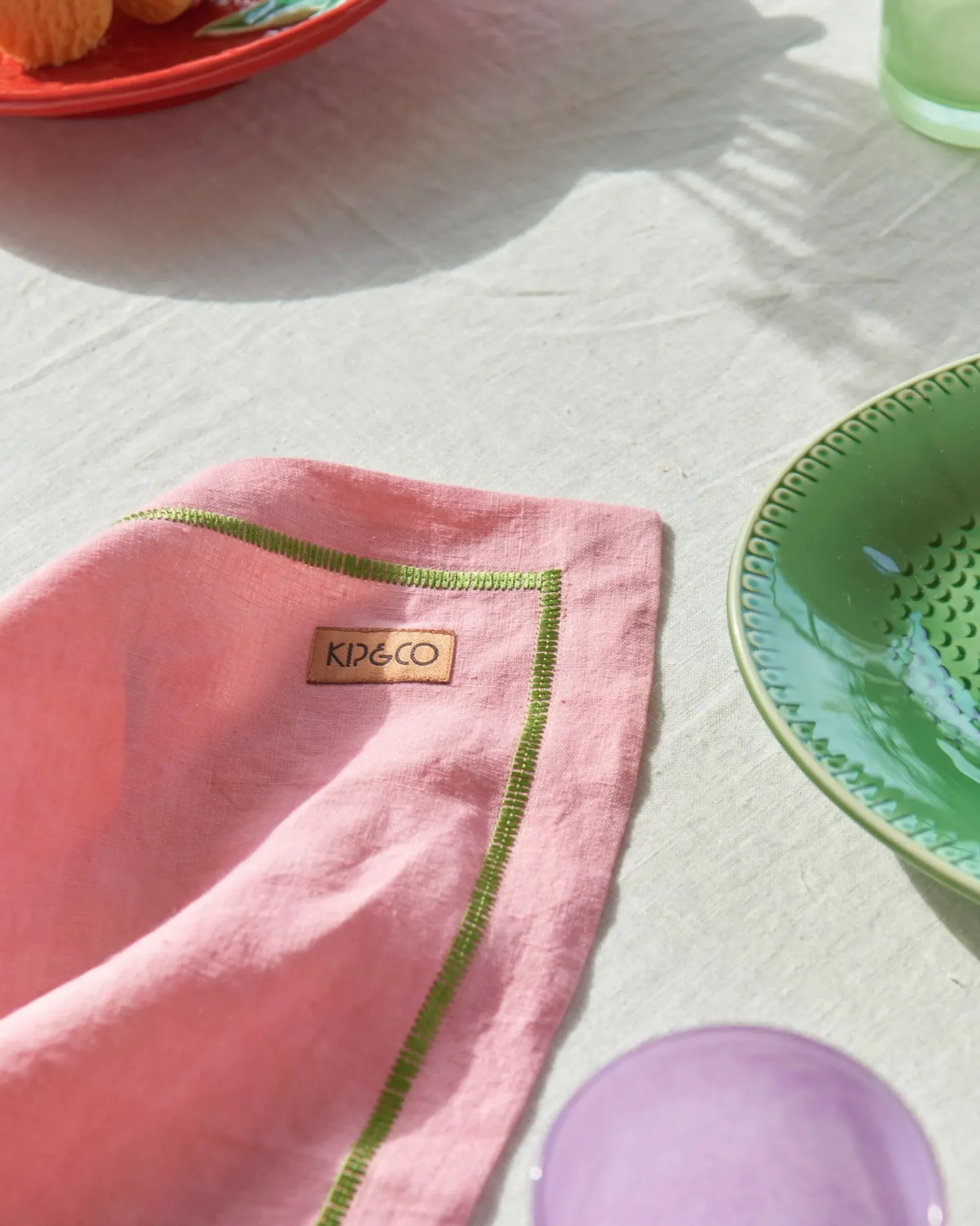 KIP & CO Embroidered Napkin Set 4 SUPPER CLUB