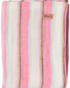 KIP & CO Linen Tablecloth 145 x 270cm ROSE WATER STRIPE