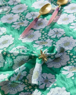 KIP & CO Napkin Set 4 TUMBLING FLOWERS GREEN