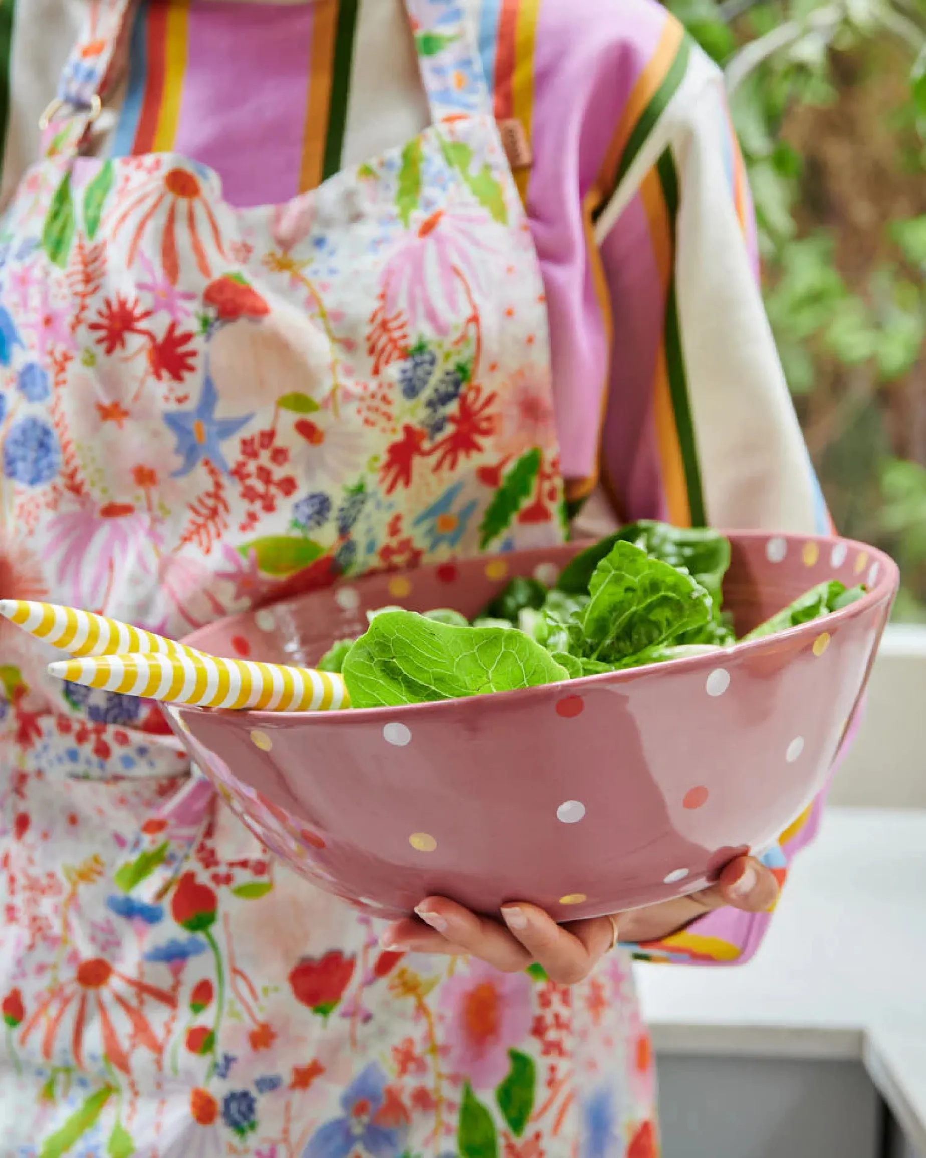 KIP & CO Salad Servers SUNSHINE STRIPE