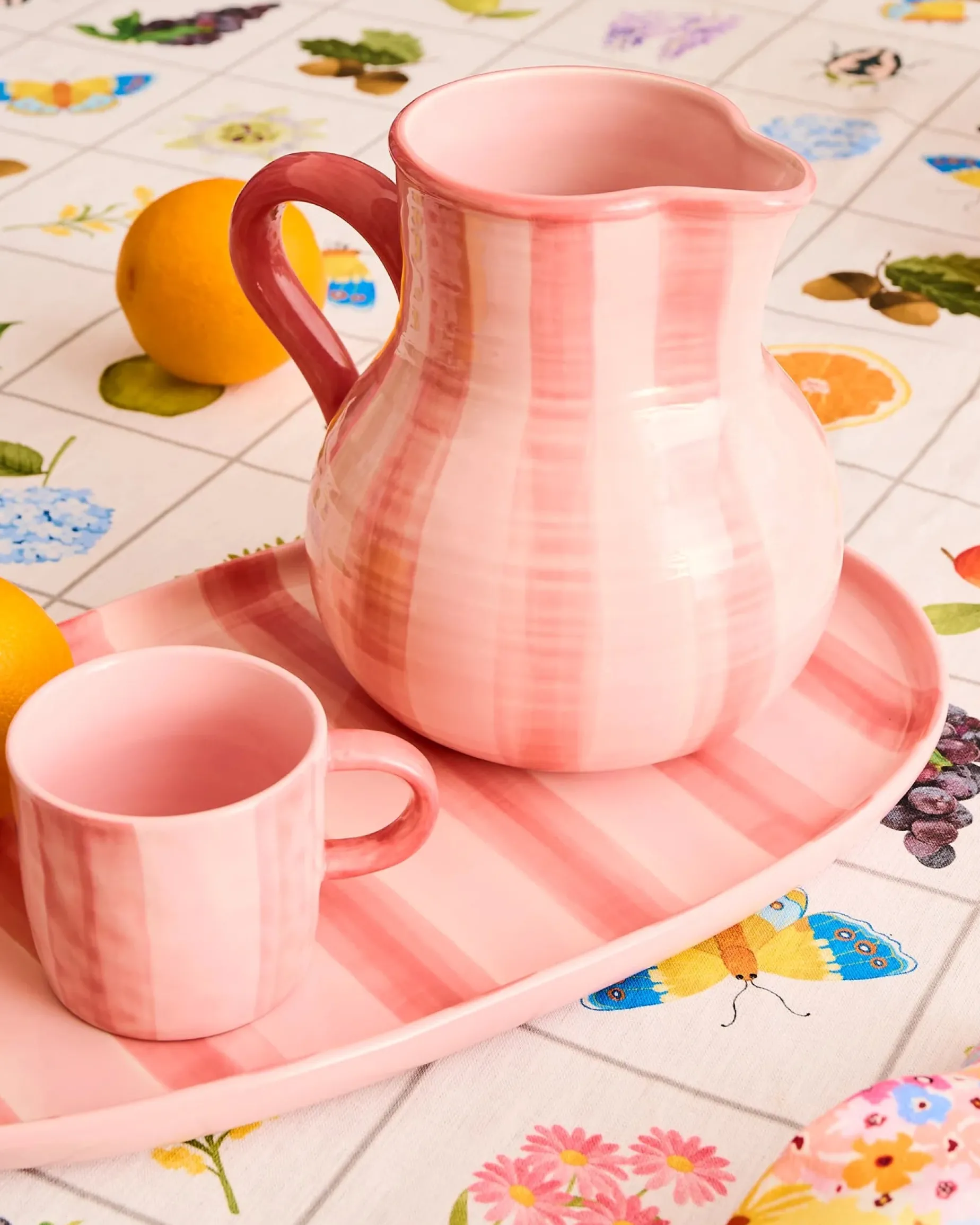 KIP & CO Water Jug PINK STRIPE