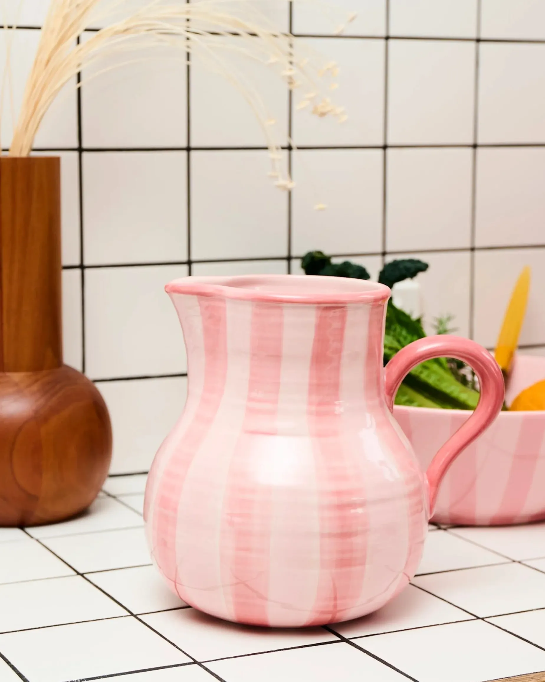 KIP & CO Water Jug PINK STRIPE