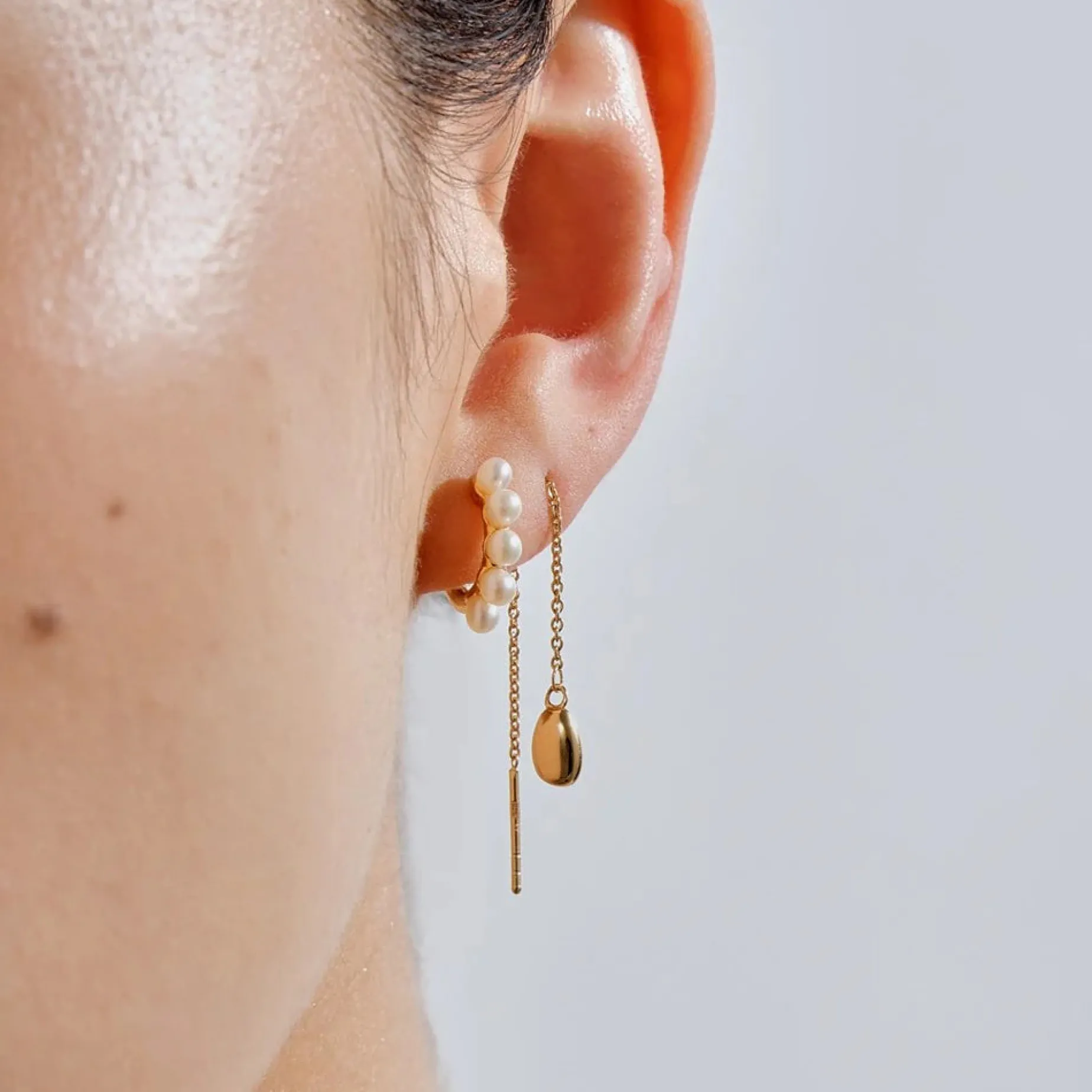 LINDA Brook Thread Earrings GOLD