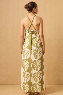 MON RENN Strapless Dress MID SUMMER PALM