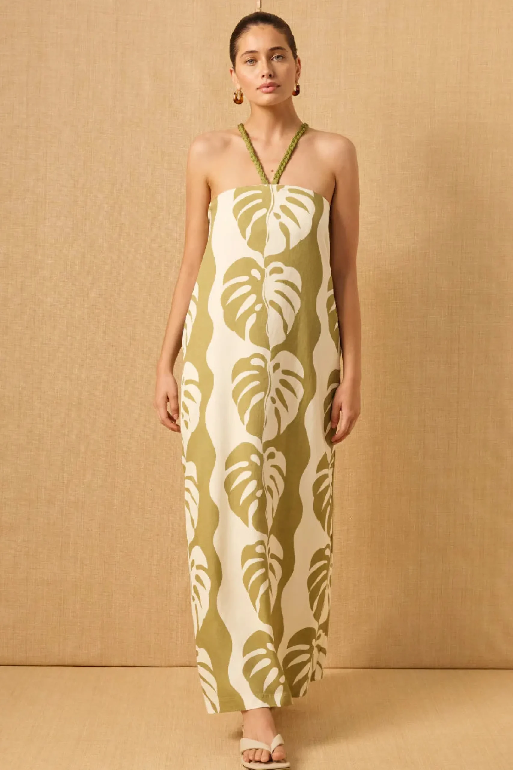 MON RENN Strapless Dress MID SUMMER PALM
