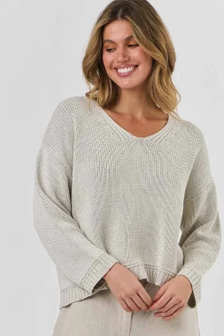 NATURALS V Neck Knit CLOUD