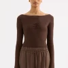 NUDE LUCY Clement Long Sleeve Top CHESTNUT