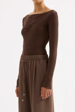 NUDE LUCY Clement Long Sleeve Top CHESTNUT