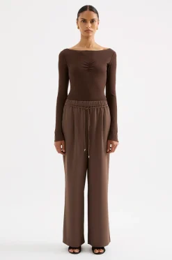 NUDE LUCY Clement Long Sleeve Top CHESTNUT
